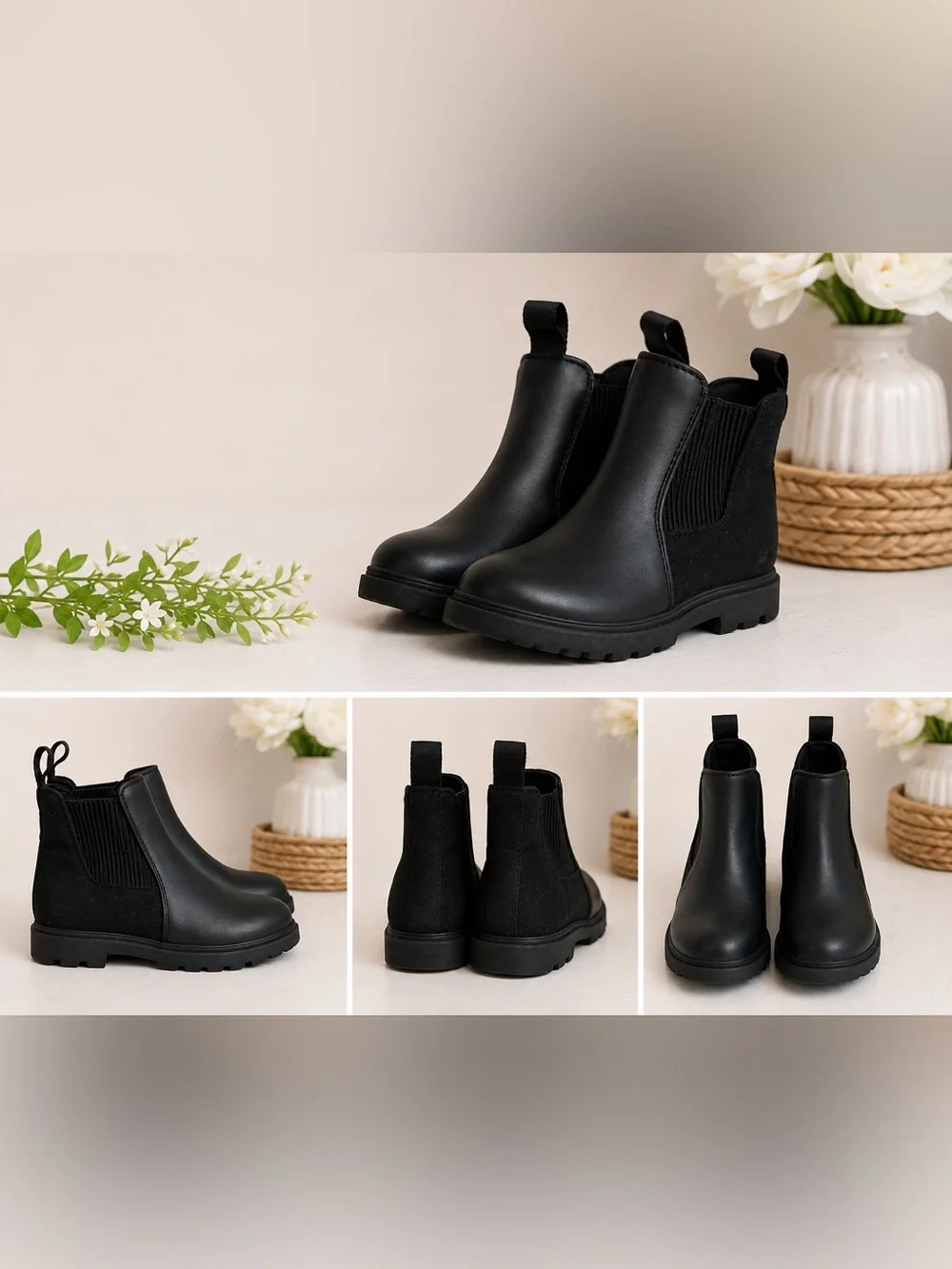 Native Kids Black Chelsea Boots - Classic Slip-On Ankle Boot
